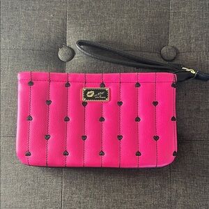Betsey Johnson Vibrant Pink Heart Wristlet
